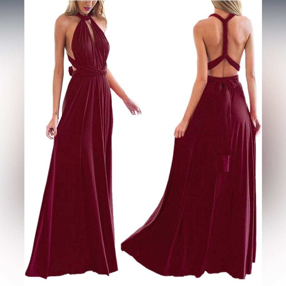 Burgundy Red Von Vonni Transformer Maxi Dress